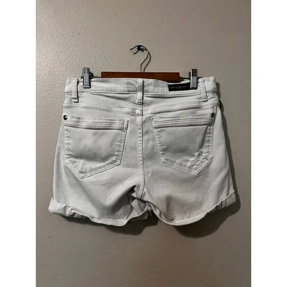 Women's Rock & Republic White Roll Cuff Jean Shorts Size 6 [EXCELLENT] - Picture 3 of 7